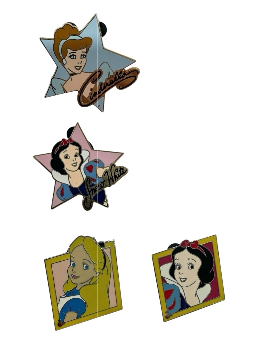Disney Pins Cast Lanyard Set of 4 Star & Hidden Mickey Diamond Frame 2004-2006